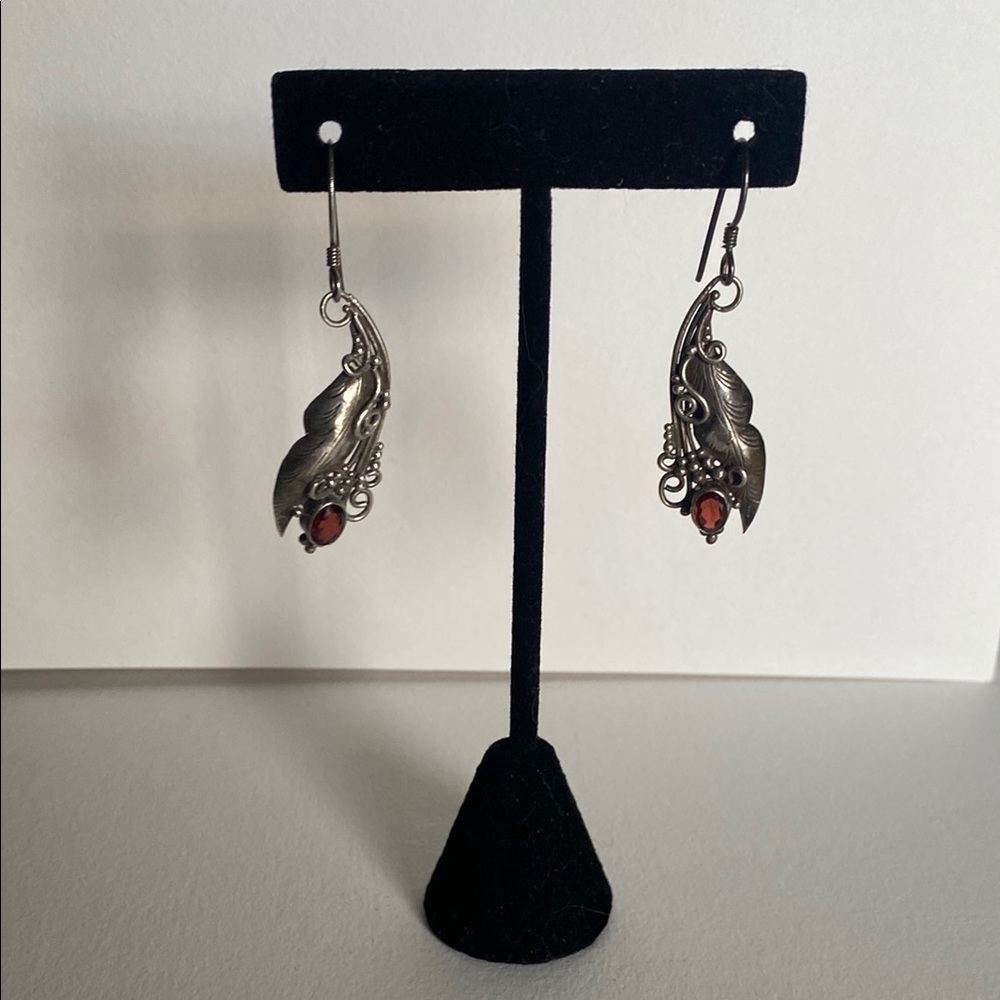 Silver and gemstone earrings